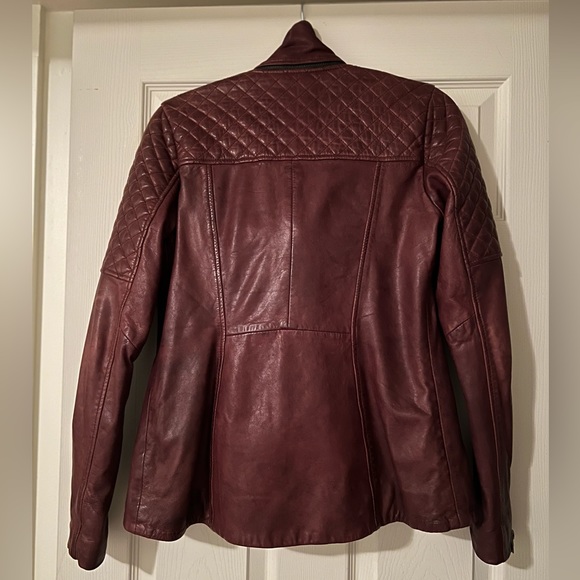 Soia & Kyo burgundy leather moto jacket - Picture 3 of 3